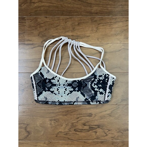 lululemon athletica Other - Lululemon Womens Size 4 Strappy Sports Bra Snake Print Pink Black Yoga Gym